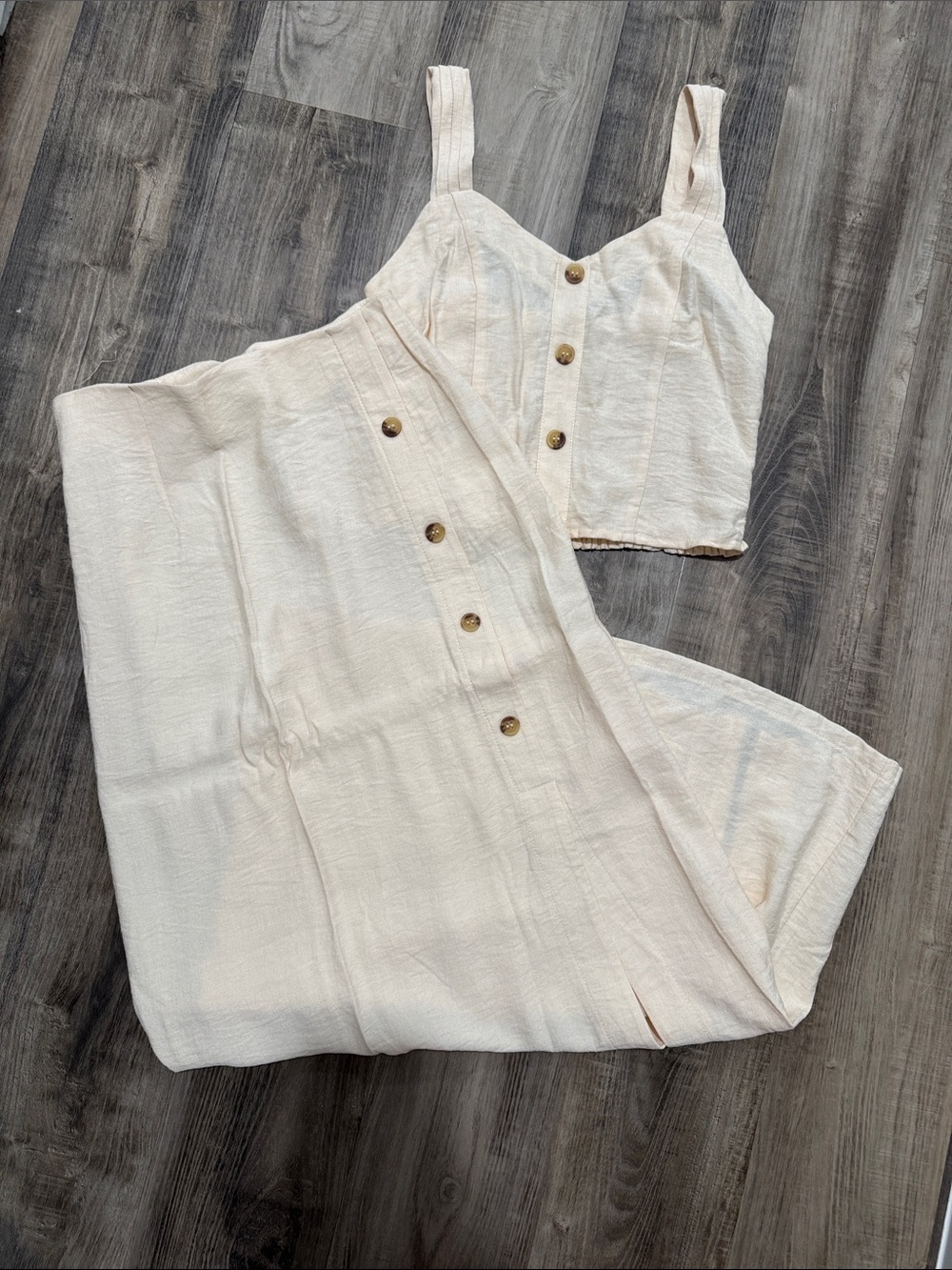 Paper Crane Cream Button-Front Two-Piece Set